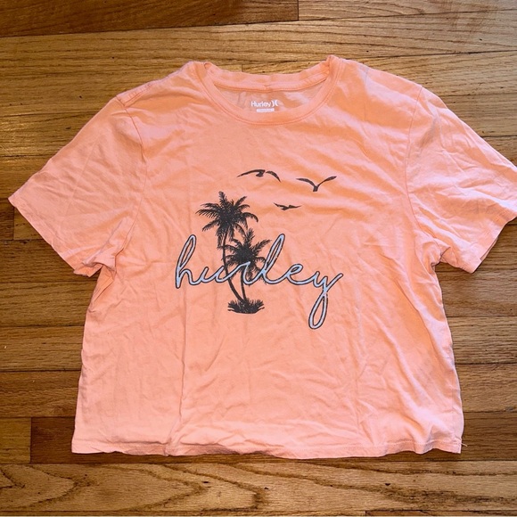 Hurley Tops - Hurley T-Shirt Women Orange Hurley Logo Cropped Cotton